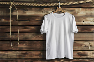 Blank white t-shirt hanging against, a Beauty & Fashion Photo by Ylivdesign