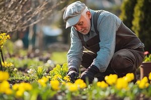 Elderly man is carefully tending to, a Nature Photo by MistyDay