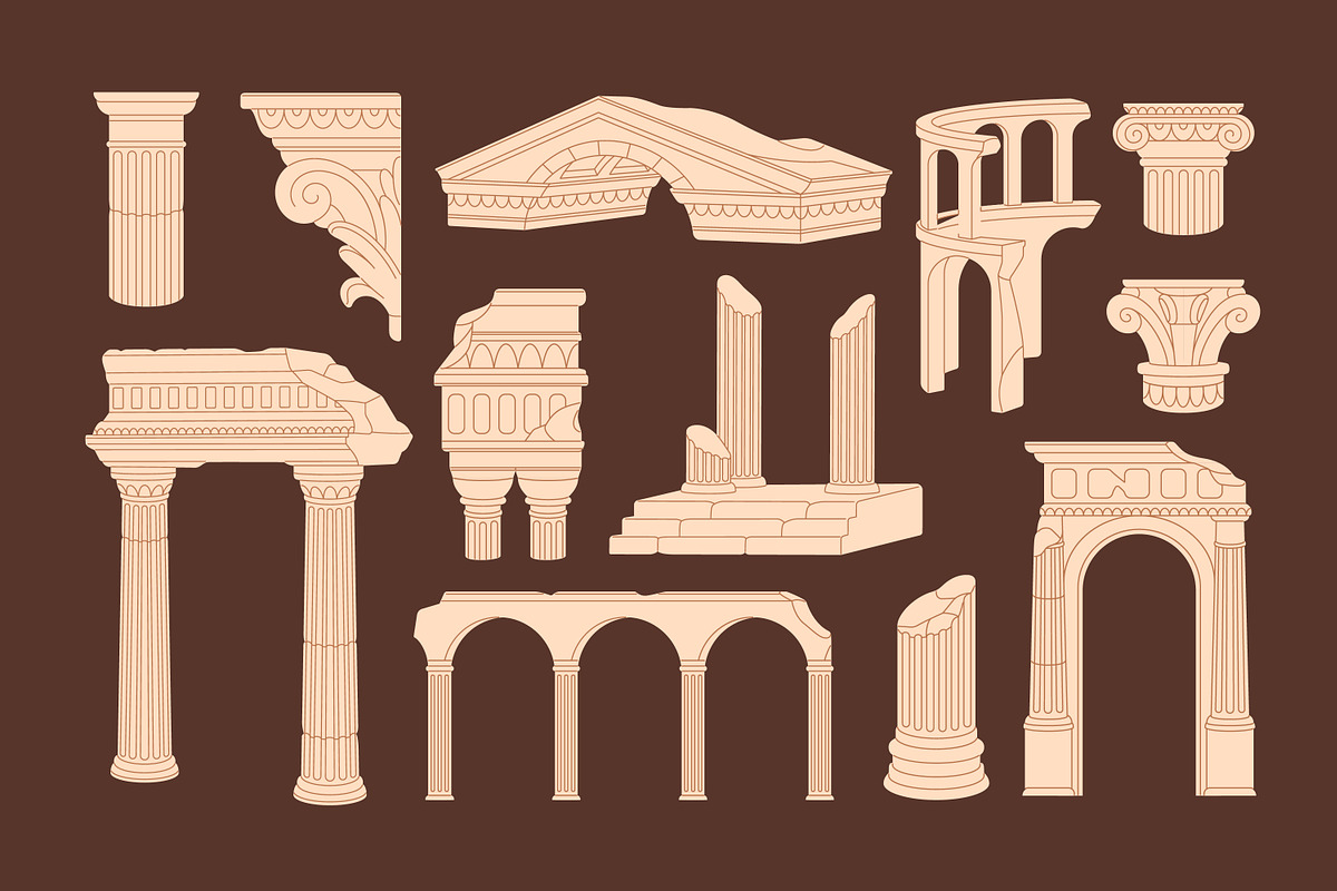 Ancient architecture ruins set, a Decorative Illustration by PaperTrident (Photo 1 of 4)