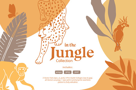 Jungle Animals Vector & Pattern Set