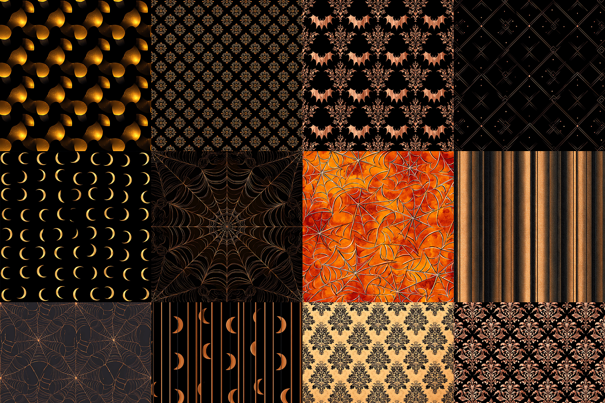 Black Copper Halloween Digital Paper, a Pattern Graphic by LA Design (Photo 2 of 10)