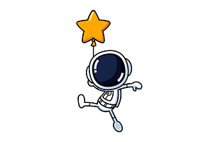 Cute Astronaut With A Star Balloon