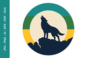Wolf howling on rocky ledge vector, an Object Illustration by nandinigraphics (Thumbnail 1 of 3)