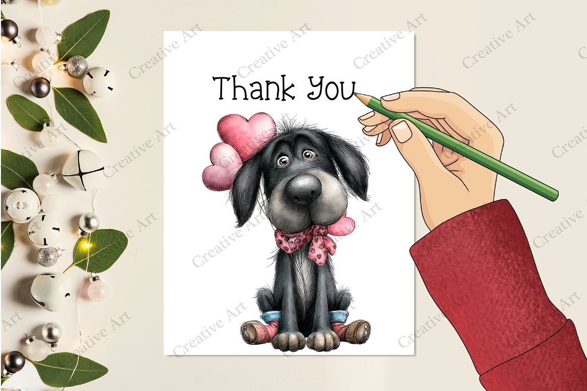 Whimsical Valentine Black Dog Clipar, an Illustration by Creative Art (Photo 9 of 10)