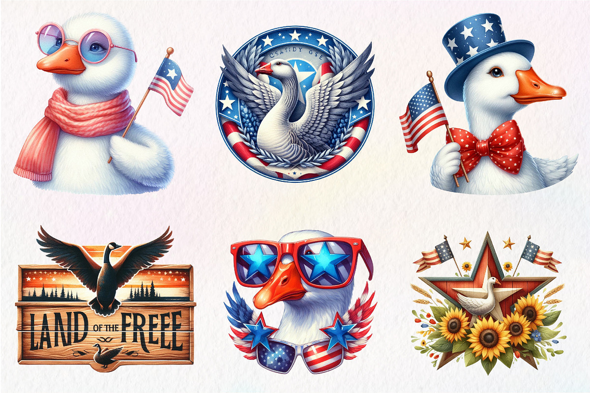 4th of July Goose Sublimation, an Illustration by CreationArt (Photo 2 of 5)