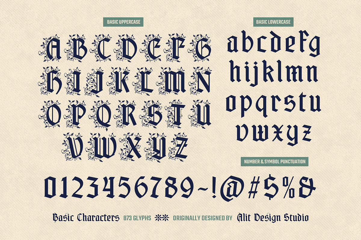 Soul Clock Typeface, a Blackletter Font by alit design (Photo 9 of 20)