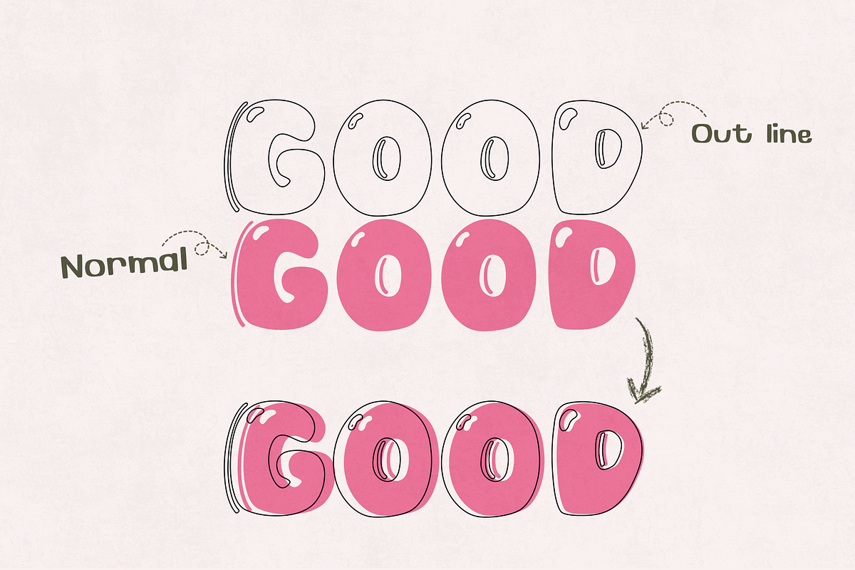 Bubble cute handwriting font, a Handwritten Font by JJuta (Photo 5 of 7)