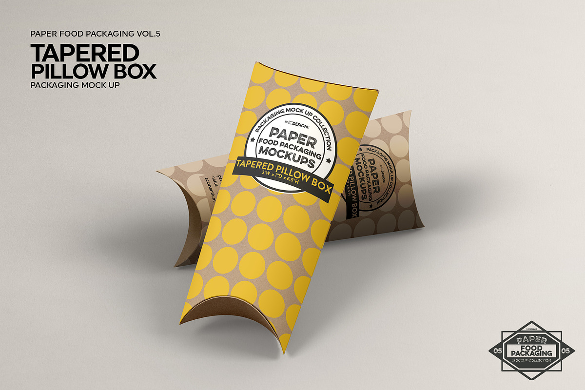 Tapered Pillow Box Packaging Mockup, a Packaging Mockup by INCDesign (Photo 3 of 6)