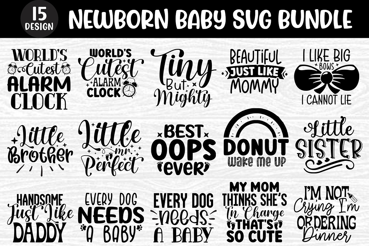 Newborn Baby SVG Bundle, an Illustration by Crafticy (Photo 1 of 3)