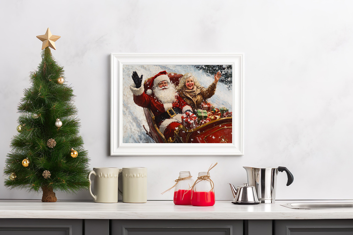 Vintage Christmas Wall Art Set, an Illustration by PrintablesByFranklyn (Photo 2 of 9)
