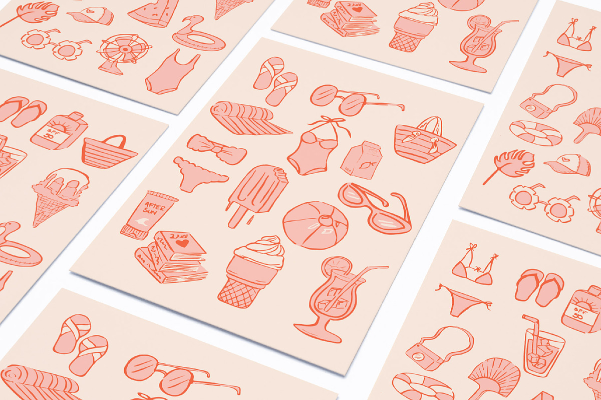 Summer by the pool illustrations, an Object Graphic by MayBay Studio (Photo 2 of 5)