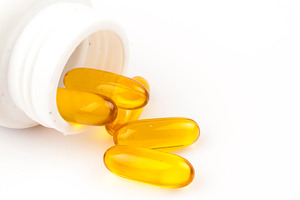 Vitamin capsules from bottle