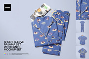 Short-Sleeve Pajama Set Mockup Set, a Bottom Mockup by creatsy5 (Thumbnail 1 of 10)