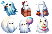 Cute Ghosts Clipart Bundle, an Illustration by Pixels.Craft (Thumbnail 2 of 7)