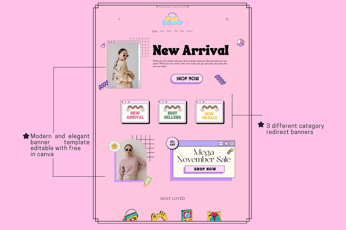 Pink Retro Shopify 2.0 Theme, a Shopify Template by DaisyStudio (Photo 5 of 10)