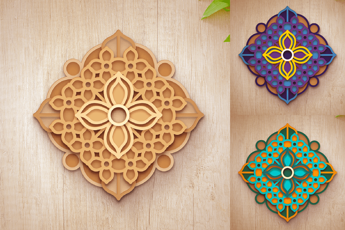 3D Lilac Flower Mandala - SVG Cut Fi, an Object Graphic by Arshad Ali (Photo 4 of 8)