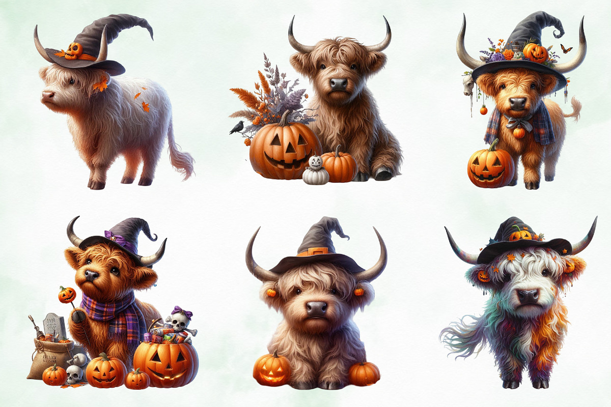Halloween Highland Cow Sublimation, an Illustration by Creative Art (Photo 2 of 4)