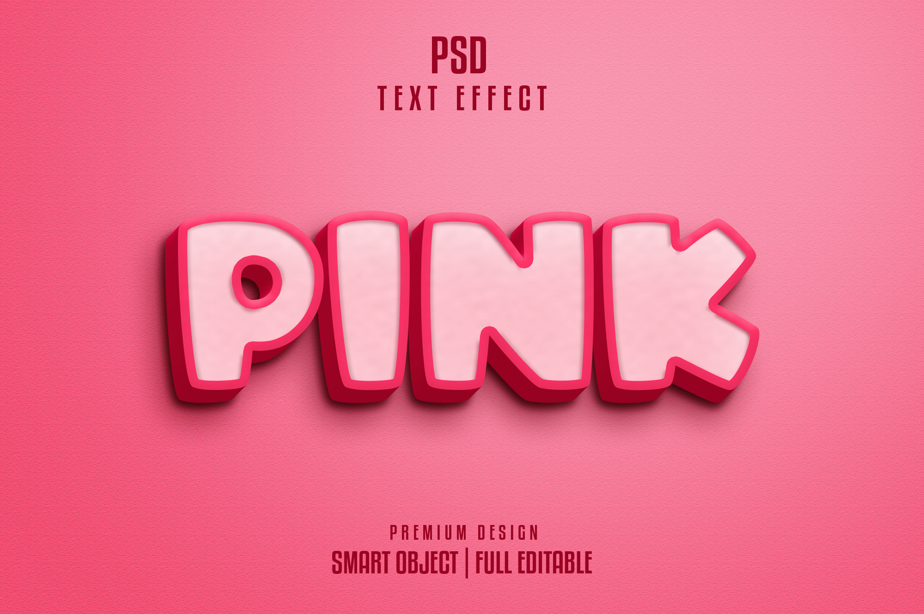 Pink Editable 3D Text Effect, a Layer Style Add-On by himelgfx