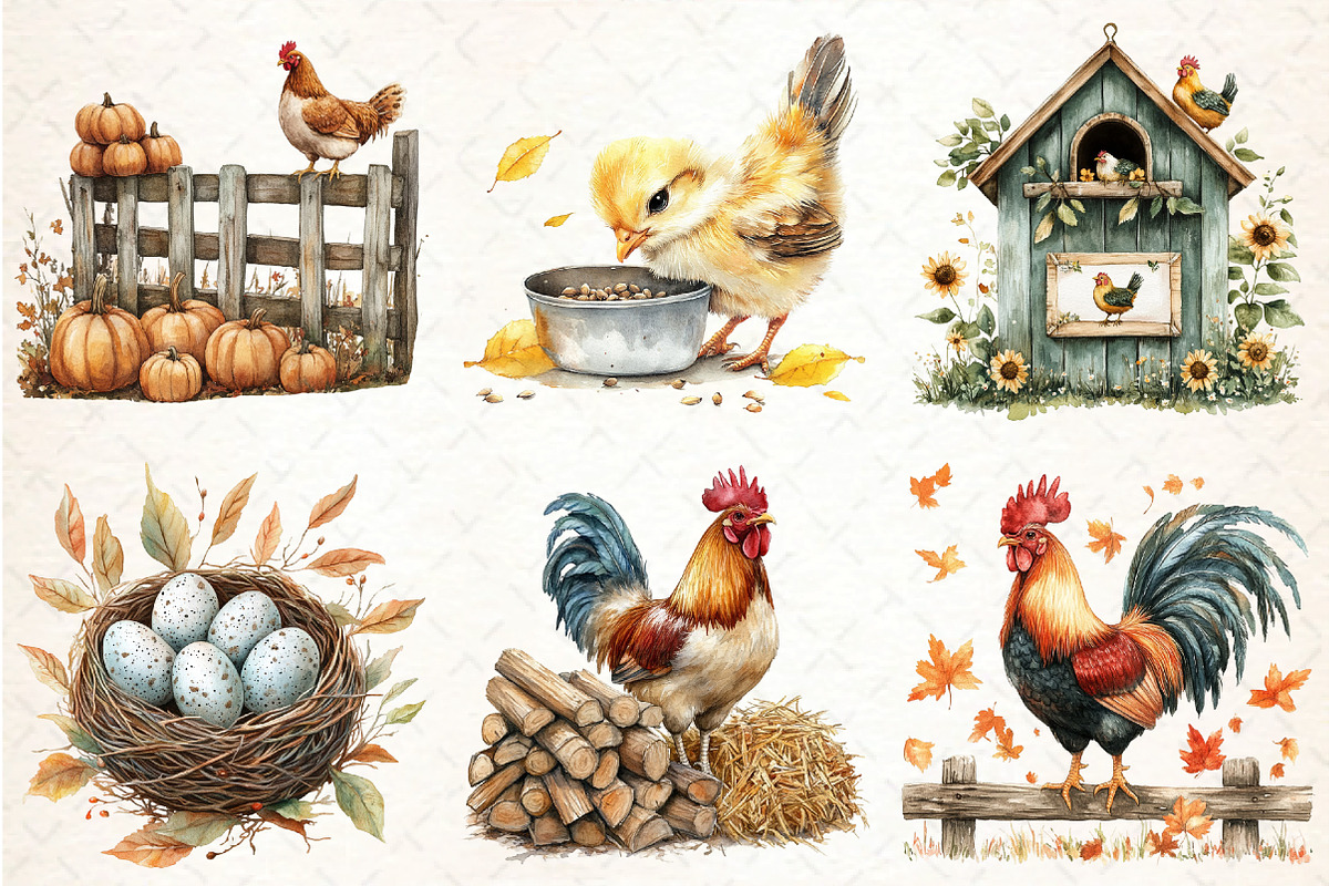 Autumn Chicken Coop Clipart, an Illustration by DreamCafeArt (Photo 2 of 7)
