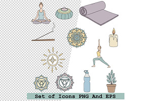Set of yoga icons in hand drawn, an Icon by one-touch