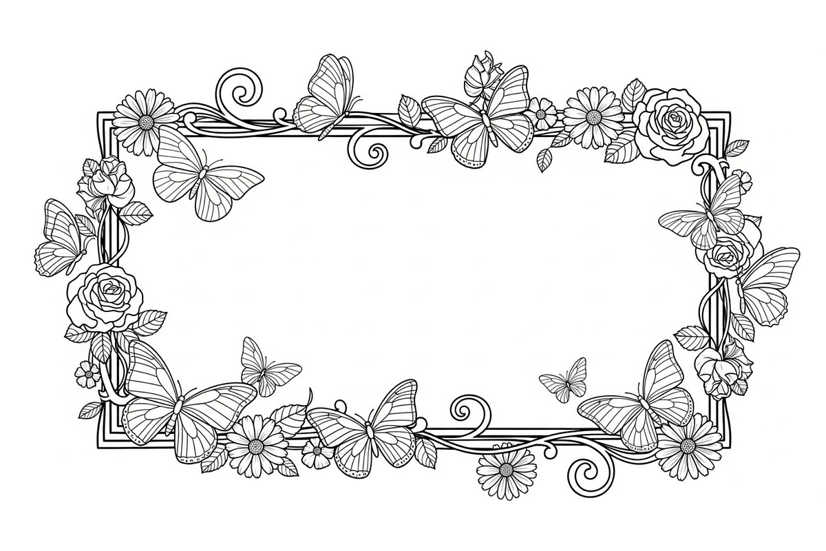 Butterfly Floral Frame SVG Bundle, an Illustration by Creativeshirt (Photo 6 of 31)
