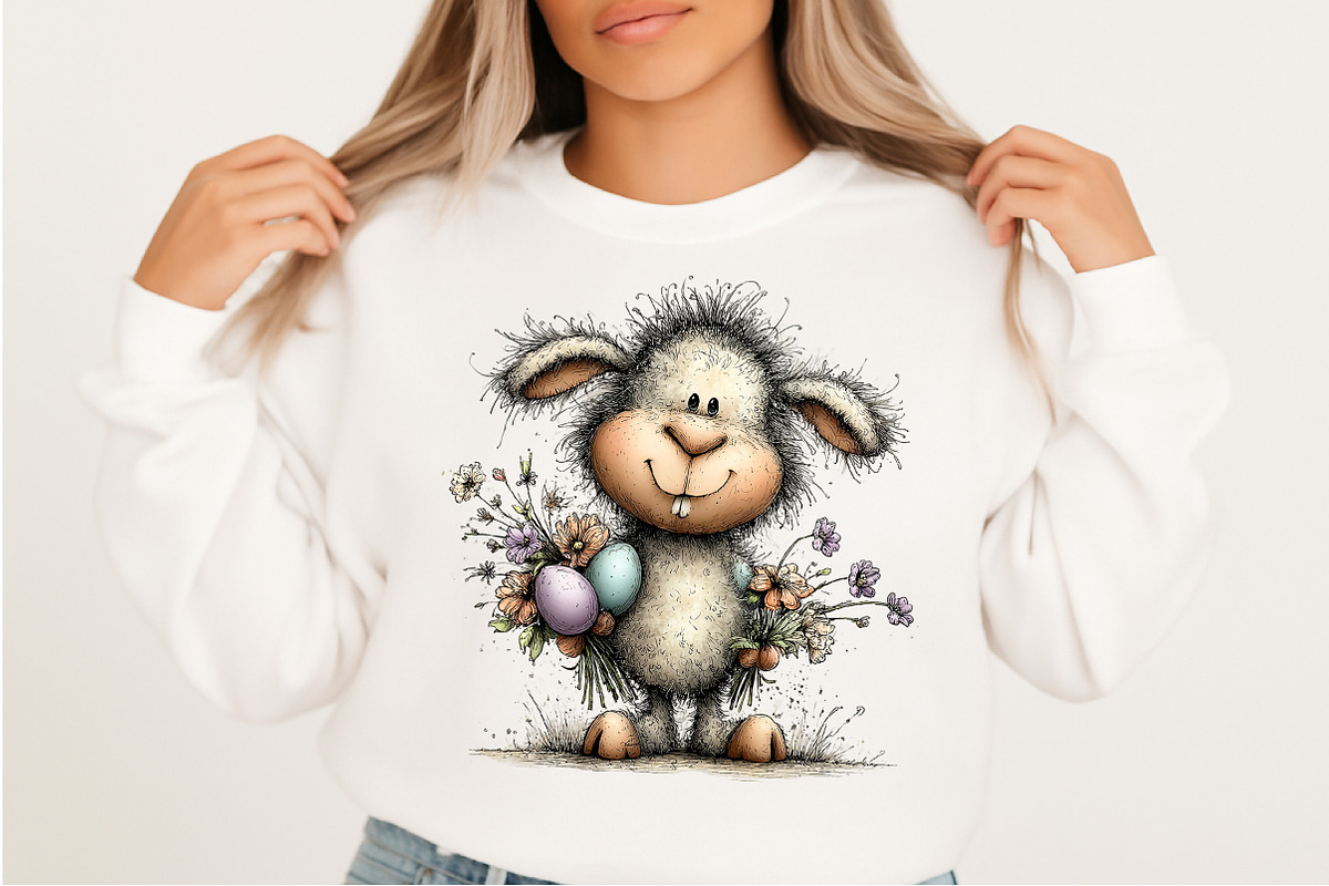 Whimsical Easter Lamb Clipart, an Illustration by Craft Nest (Photo 7 of 11)
