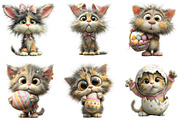 Whimsical Easter Cats Clipart, an Illustration by CraftArtStudio (Thumbnail 4 of 6)