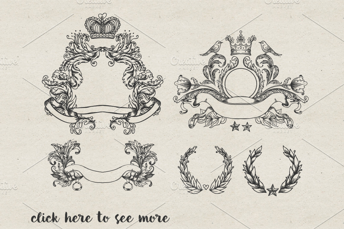 100+ Vintage Design Elements Set preview 2