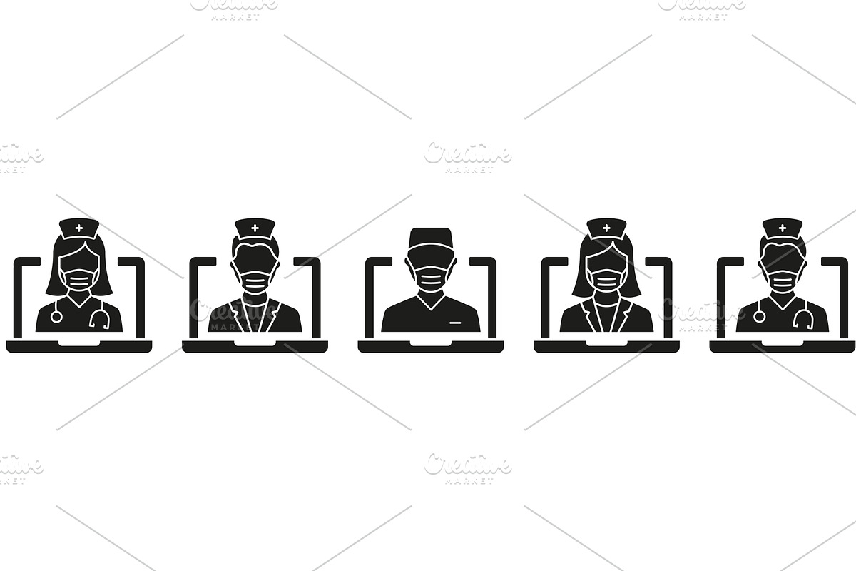 Doctors Silhouette Icon Set, a Healthcare Illustration by Vector Creator