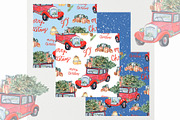 Watercolor Christmas patterns, a Transportation Illustration by JennyColorArt (Thumbnail 5 of 5)