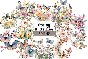 Watercolor Spring Butterflies