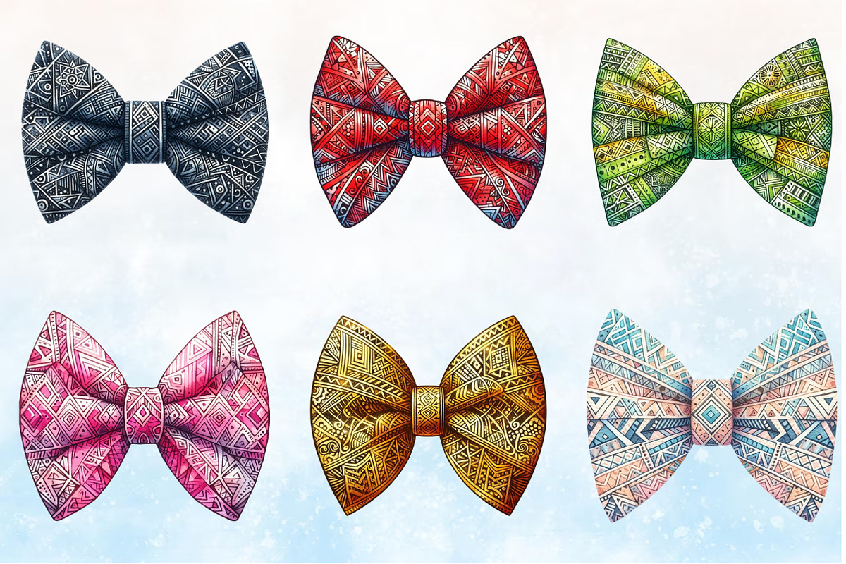 Watercolr Tie Bow Design Bundle, a Seasonal Illustration by Rose Art (Photo 3 of 7)