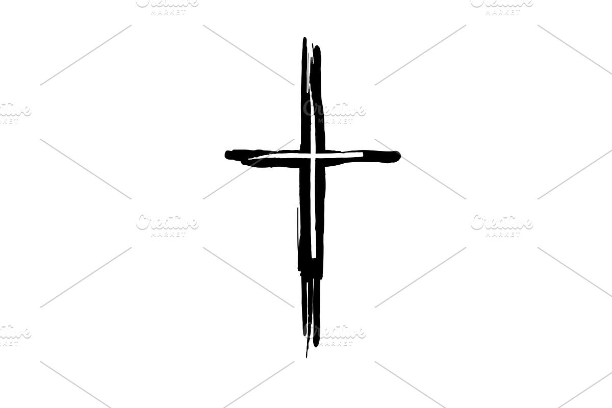 Cross of brush strokes. Hand drawn, an Illustration by Nenahliadava Design