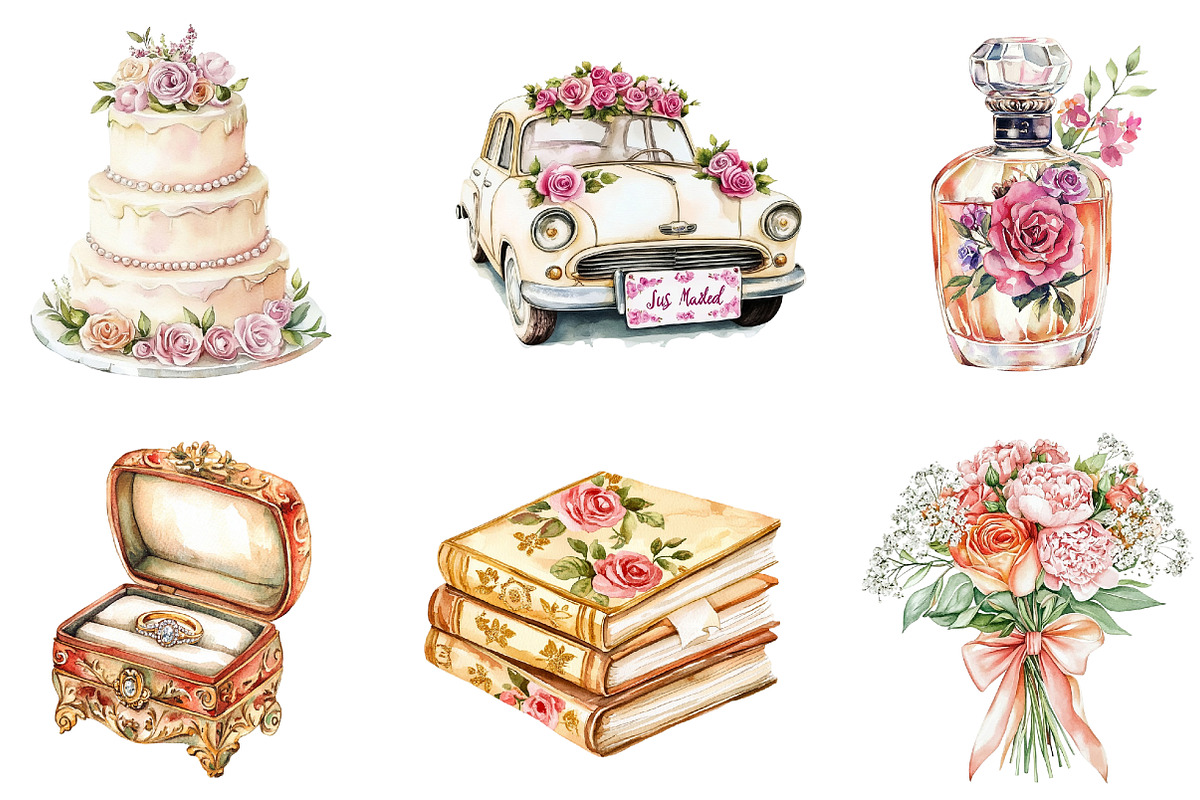 Retro Wedding Day Clipart, an Illustration by CreationArt (Photo 4 of 5)