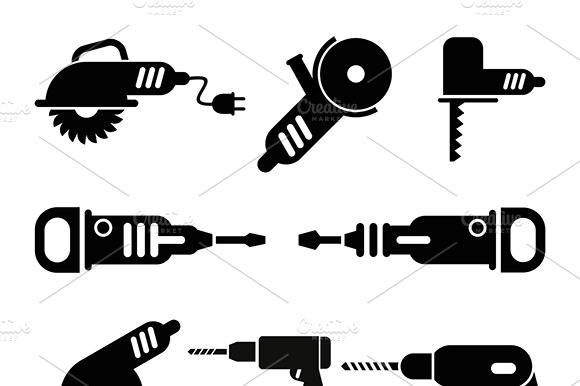 Electric Tools Vector Icon Set