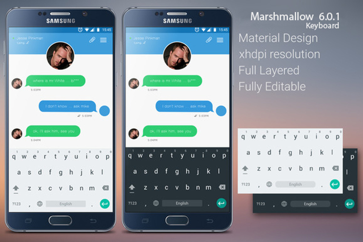 Android Marshmallow 6.0.1 Keyboard, an iPhone Mockup by UI Designs