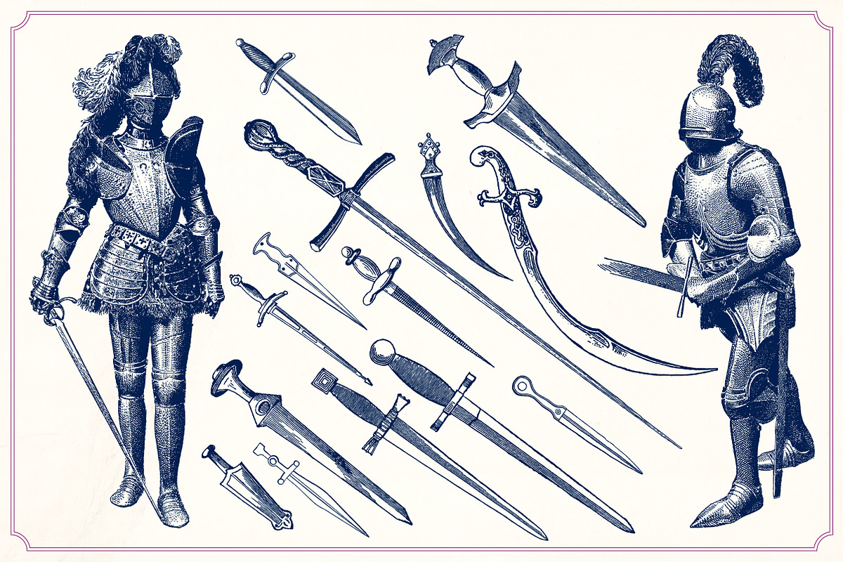 Vintage sword and armor illustration, a Technology Illustration by Mr Vintage (Photo 3 of 13)