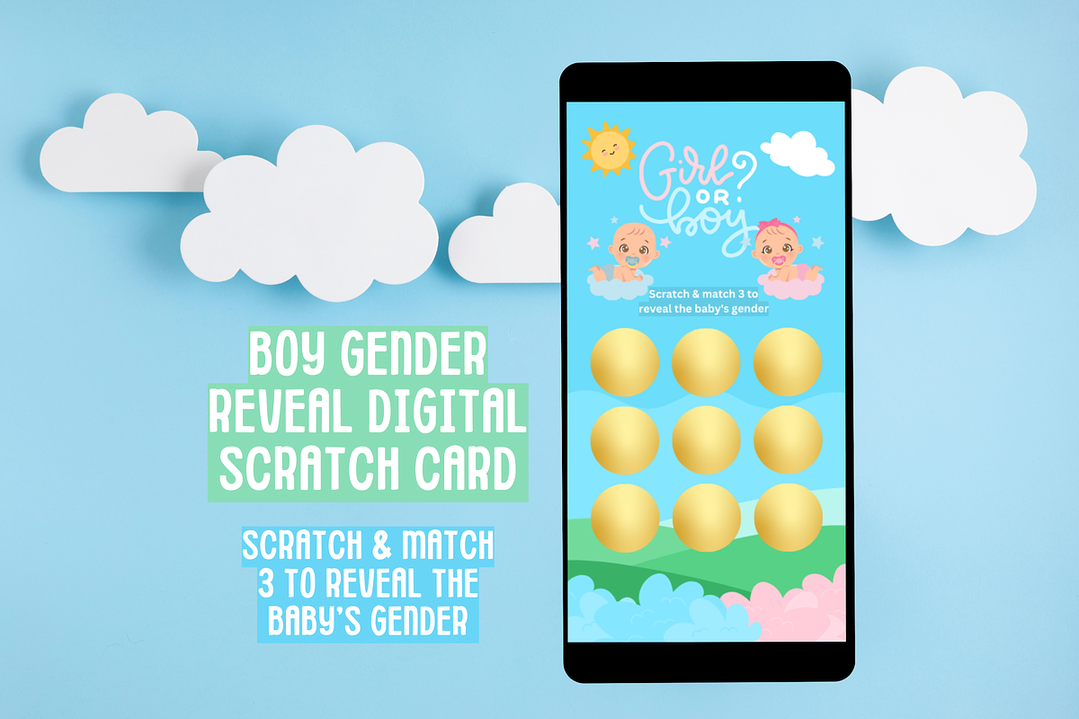 Baby Boy Reveal Scratch Card, a Branding & Logo Template by SunshineStudioBoutique (Photo 1 of 8)