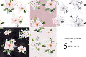 Watercolor Floral XL Clipart Set