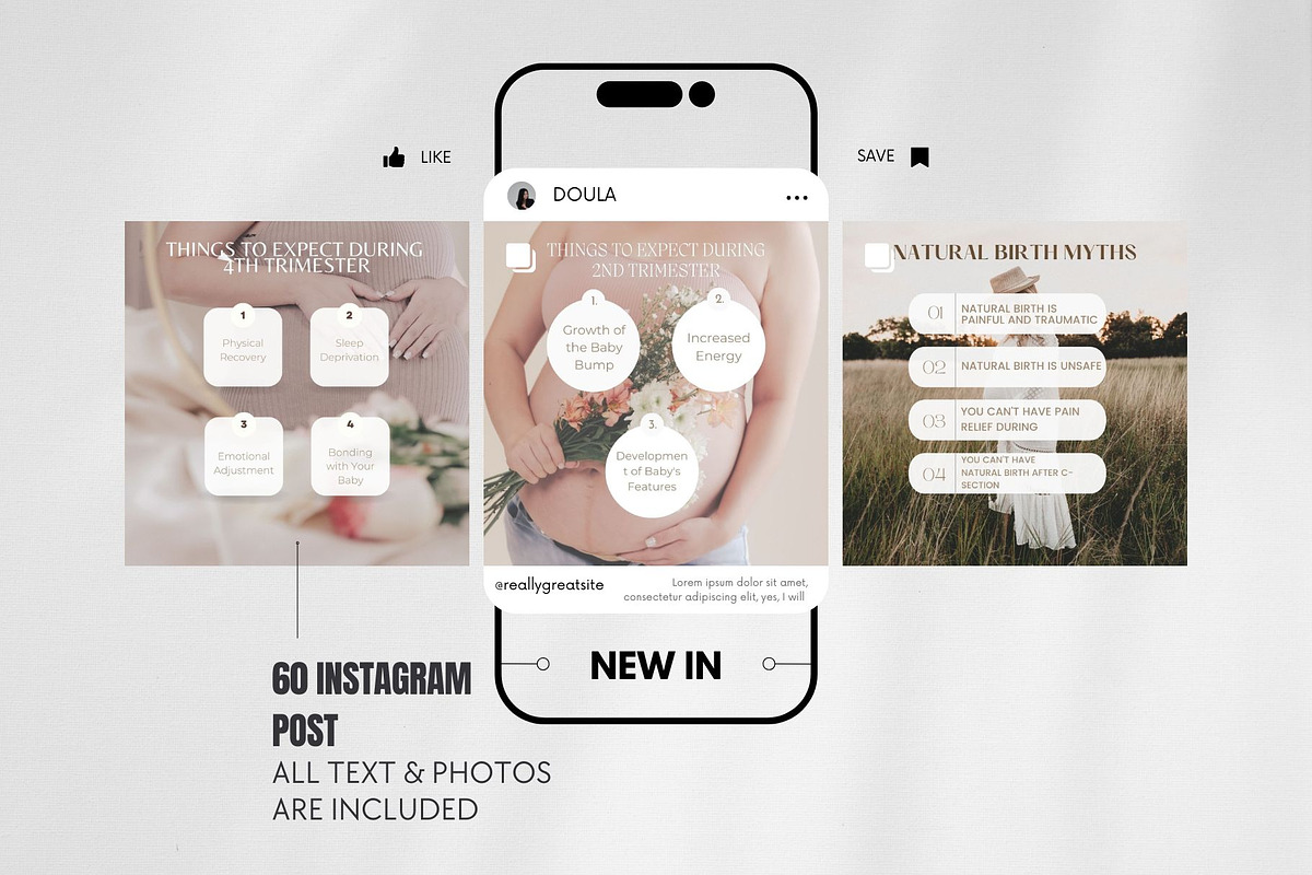 Doula Instagram Post Template, a Social Media Template by CreativeTempHub (Photo 2 of 8)