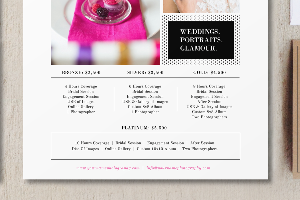 Photographer Pricing Guide Template, a Flyer Template by roselindoco