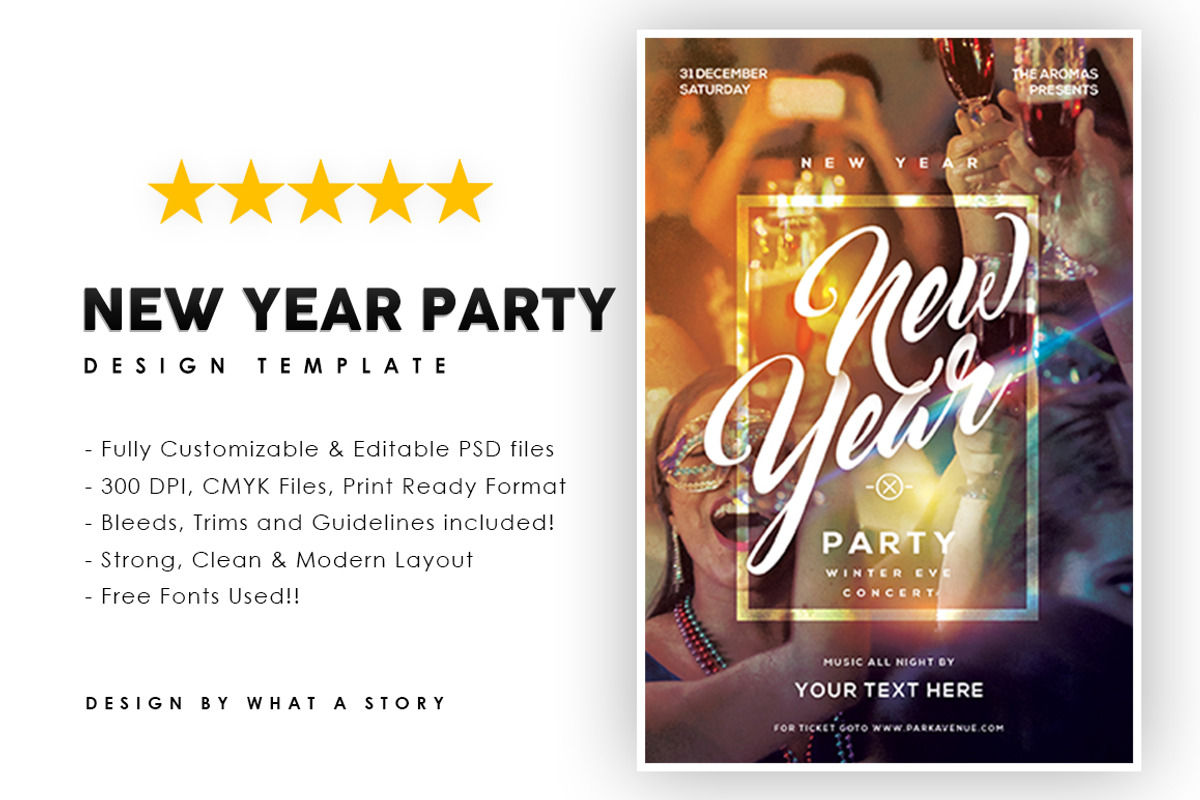 NEW YEAR PARTY, a Flyer Template by What a Story (Photo 1 of 2)