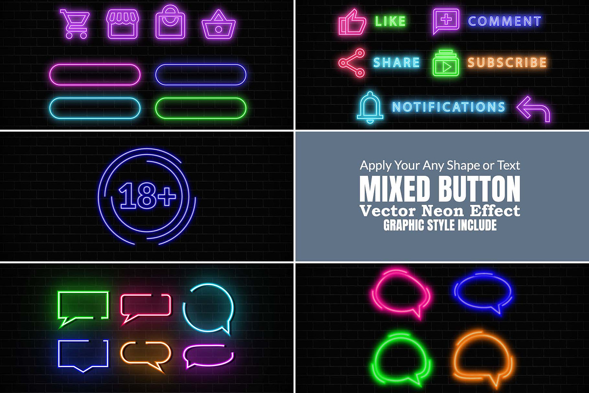 Neon Effect Work with Text & Shape