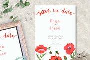 Poppy Flower Watercolor Wedding Set, an Invitation Template by Love Design (Thumbnail 5 of 14)