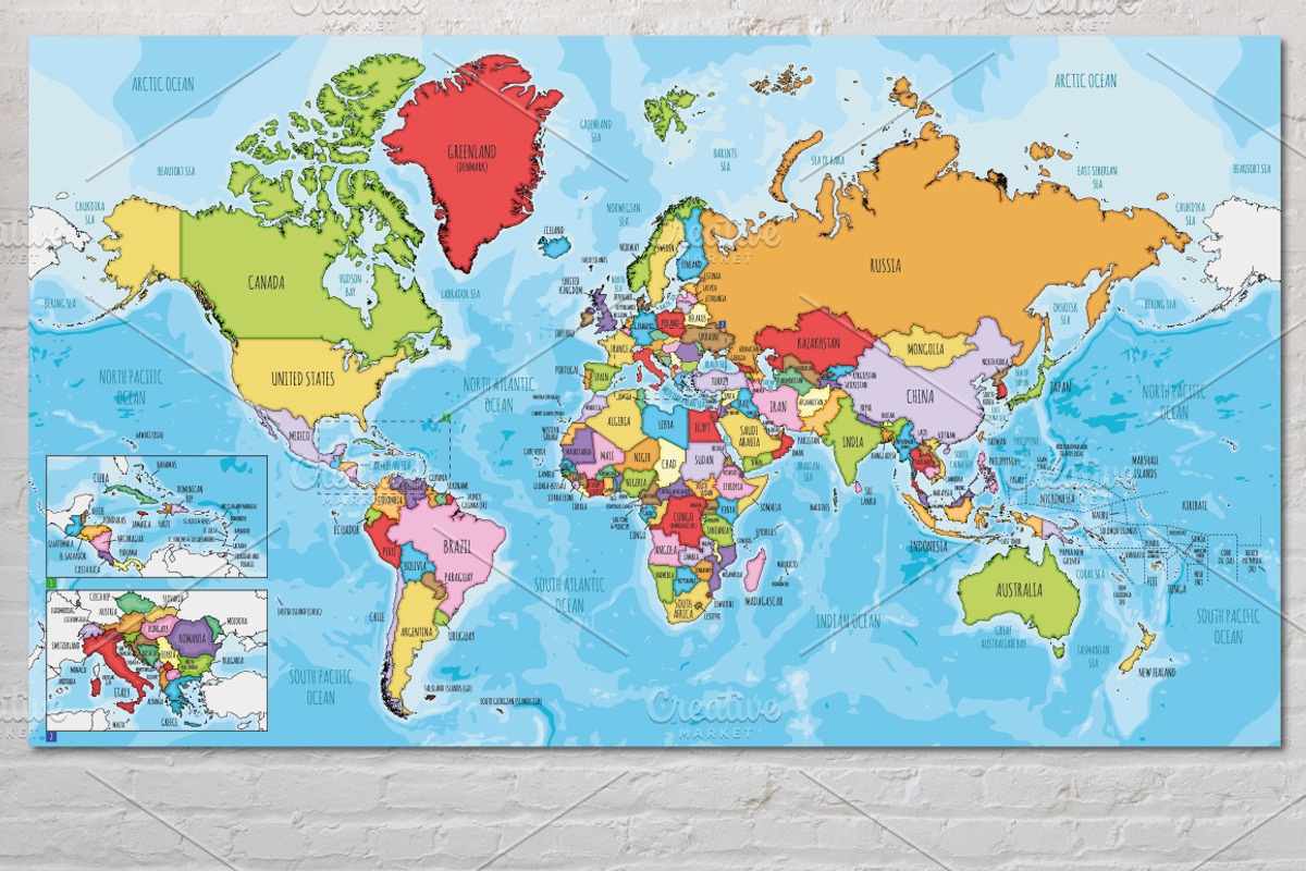 6x Illustrated Vector World Maps, an Illustration by asantosg (Photo 6 of 9)