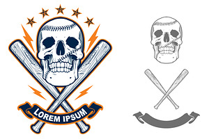 Skull with Baseball bats