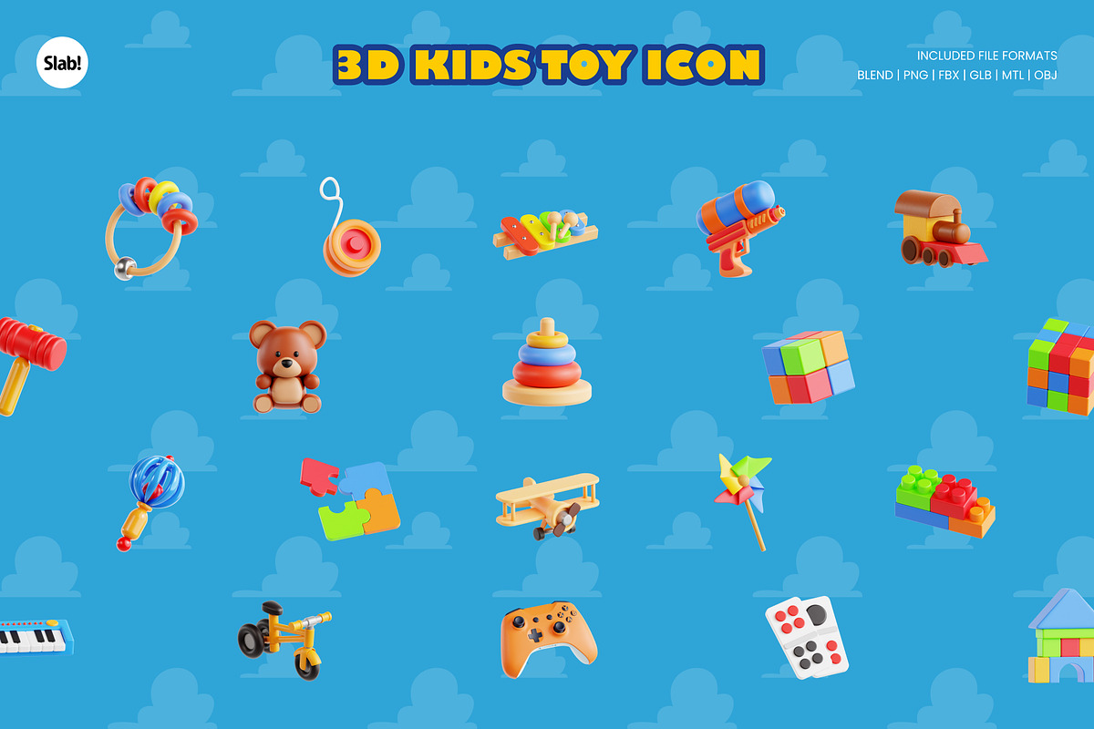 Kids Toy 3D Icon Pack, an Object 3D Model by SLAB! Design (Photo 2 of 4)