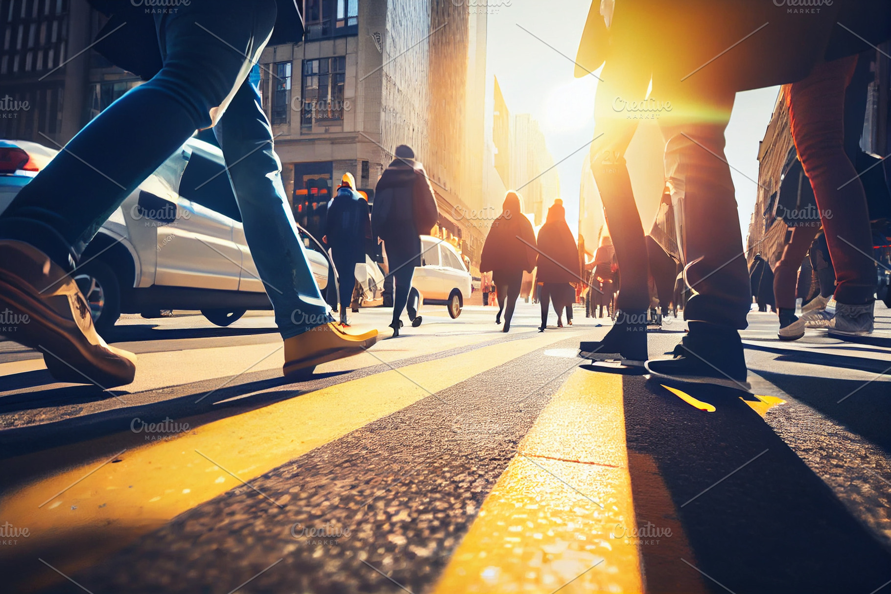 pedestrians people  cross city street at busy road urban scene, a Person Photo by New York Art Store