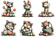 Whimsical Easter Cats Clipart, an Illustration by CraftArtStudio (Thumbnail 2 of 6)