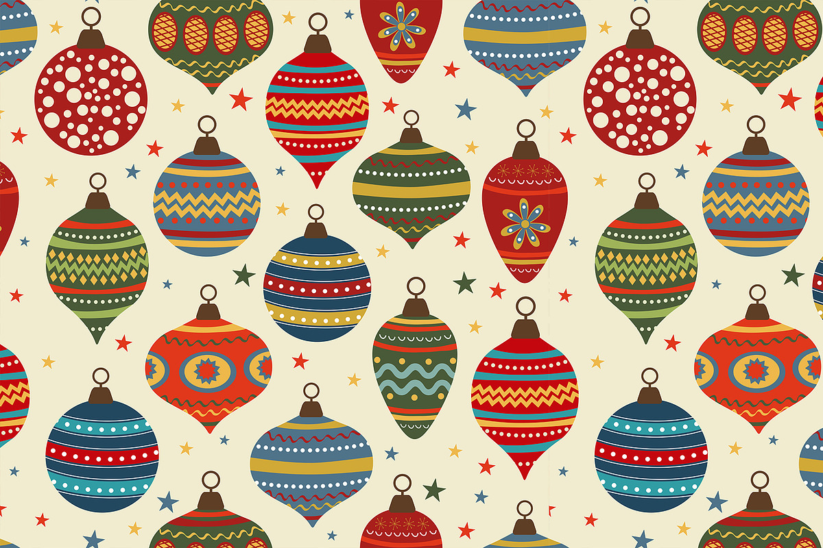 Christmas baubles set and patterns, a Decorative Illustration by Olillia (Photo 12 of 18)